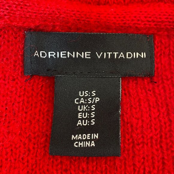 Adrienne Vittadini Wool Blend Cardigan Sz S Red Holiday Bling Asymmetric Party - Picture 11 of 12
